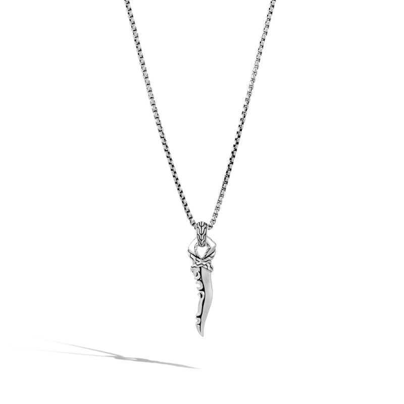 Sterling Silver Classic Chain Keris Dagger Pendant Necklace