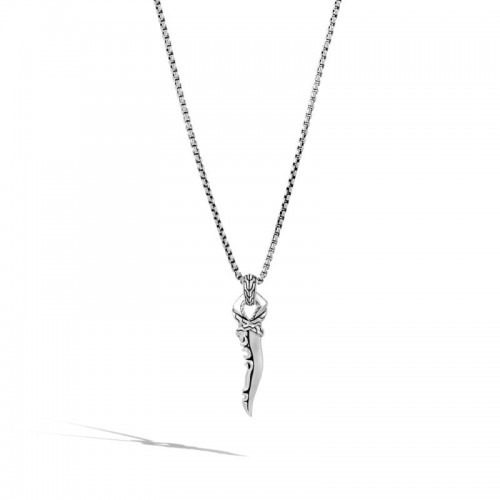 John Hardy sterling silver Classic Chain keris dagger pendant necklace, 2mm chain with lobster clasp, 38x10mm pendant, 26