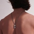 Matte Black And Flame Sculpted Bronze Classic Chain Dog Tag Pendant Necklace