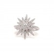Lisa Nik 18k white gold rhdoum plated Talisman North star ring with diamonds weighing 0.40 carat total weight, size 6