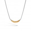 Classic Chain Station Necklace in Silver and Hammered 18K Gold