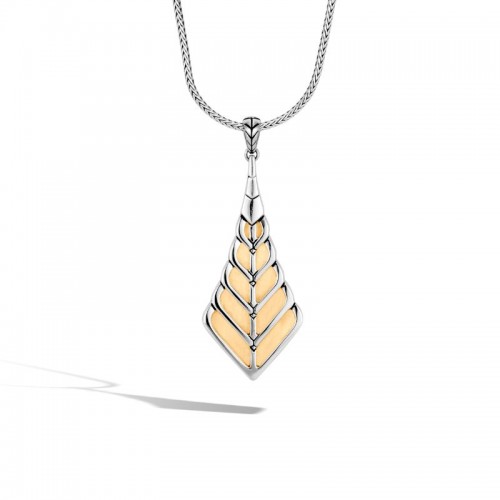 Modern Chain Pendant in Silver and 18K Gold