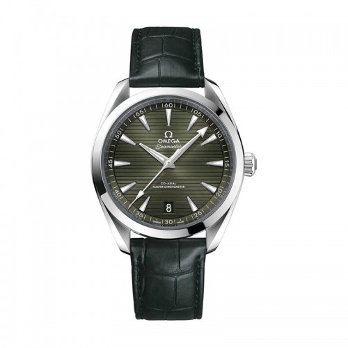 Omega Seamaster Aqua Terra 150M steel 41mm green index dial on leather strap with steel buckle