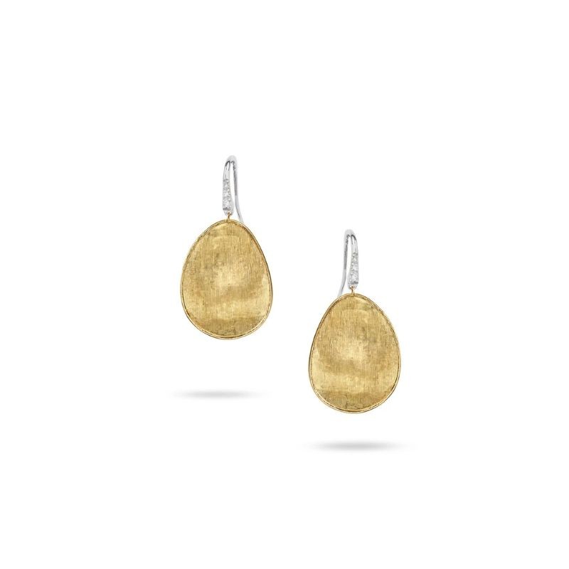 Marco Bicego Lunaria Gold & Diamond Pave Medium Drop Earrings