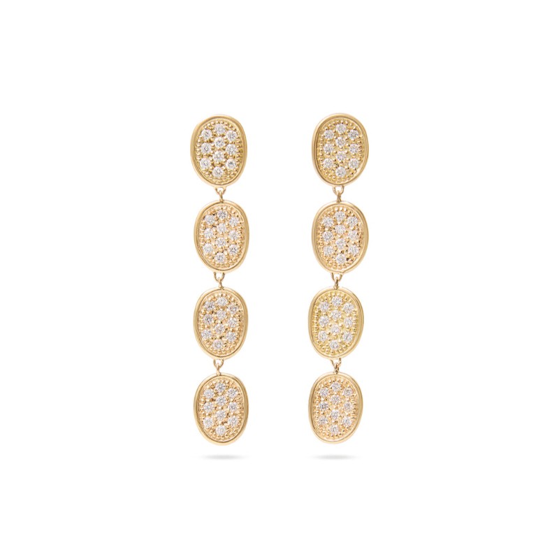 Marco BicegoÂ® Lunaria Collection 18K Yellow Gold and Diamond Pavé Link Linear Drop Earrings