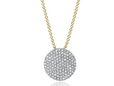 Phillips House 14k yellow gold Affair infinity pendant necklace with diamonds, 110 diamonds weighing 0.57 carat total weight, 16-18