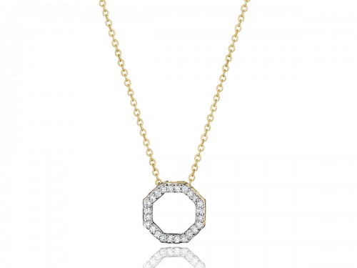 Phillips House 14K yellow gold Hero open petite octagon necklace with diamonds, 24 diamonds weighing 0.11 carat total weight