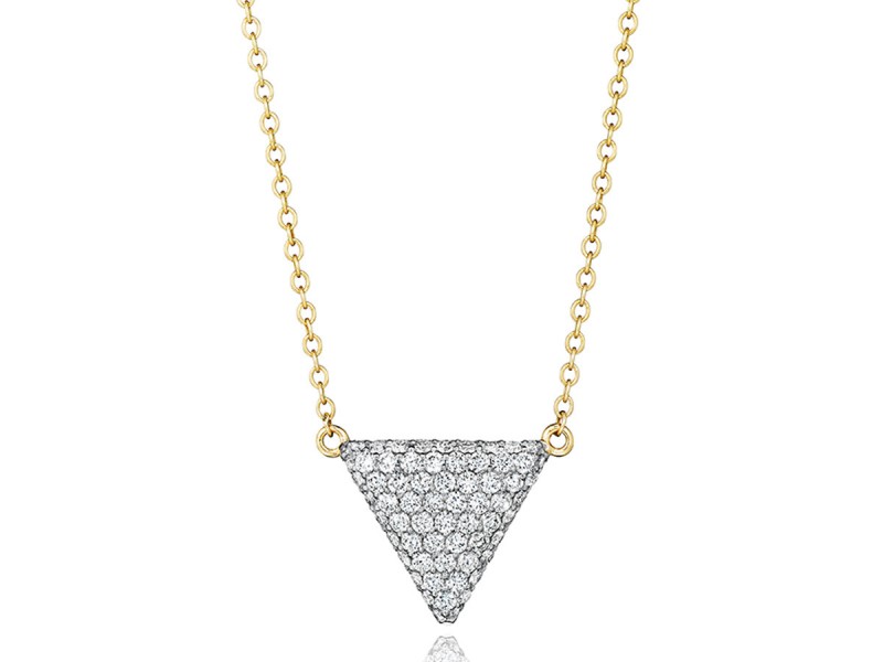Phillips House 14K yellow gold Contrast triangle pendant necklace with diamonds, 63 diamonds weighing 0.74 carat total weight