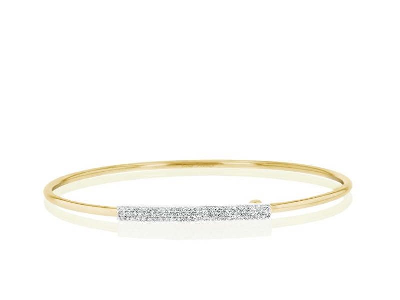 Phillips House 14k yellow gold Affair whire strap bangle bracelet with diamonds, 78 round diamonds weighing 0.39 carat total weight, size 8