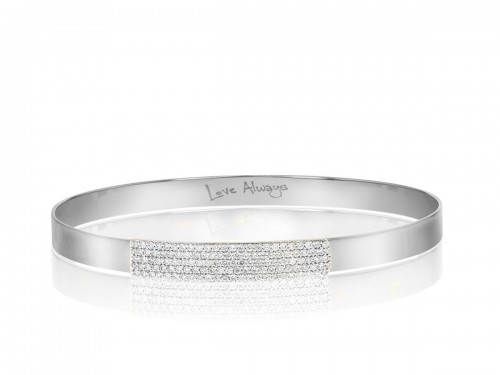 Phillips House 14k white gold Affair small strap bangle bracelet with diamonds, 122 round diamonds weighing 0.71 carat total weight, size 8