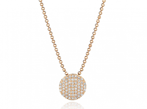 Phillips House 14k rose gold Affair mini infinity pendant necklace with 56 round diamonds weighing 0.27 carat total weight