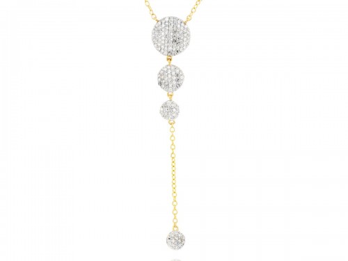 Phillips House 14k yellow gold Affair infinity graduated lariat necklace with diamonds, 146 round diamonds weighing 0.65 carat total weight, 15-18