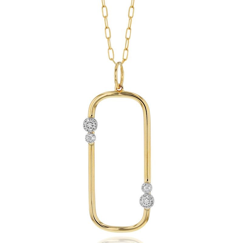 Phillips House 14k yellow gold Link large infinity box link necklace with 24 round diamonds weighing 0.1 carat total weight, 24
