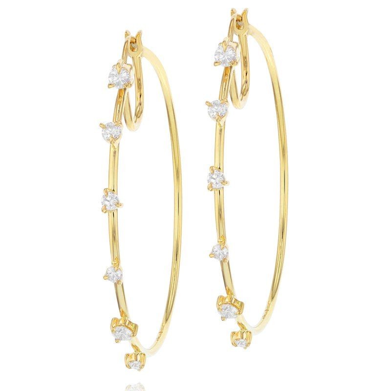 Phillips House 14k yellow gold Enchanted front closed hoop earrings with 12 round diamonds weighing 0.90 carat total weight
