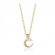 Phillips House 18K Yellow Gold And Platinum One Of One Mini Crescent Pendant Necklace