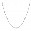 Mikimoto 18k white gold rhodium plated Station chain necklace with 11 pearl stations, 5.5mm/A+ akoya pearl, 16-18