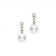 Mikimoto 18K Yellow Gold Morning Dew Pearl Drop Earrings With Diamonds