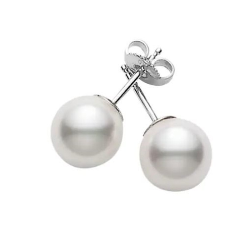 Mikimoto 18k white gold Everyday Essentials pearl stud earrings, 8.25x8mm/A+ akoya pearls