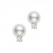 Mikimoto 18K White Gold Rhodium Plated Everyday Essentials Pearl Stud Earrings With Diamonds
