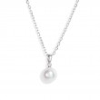 Mikimoto 18k white gold rhodium plated Everyday Essentials Akoya pearl pendant necklace, 7x7.5mm/A+