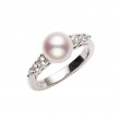 Mikimoto 18k white gold rhodium plated Morning Dew pearl ring
