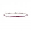 Lisa Nik 18k white gold rhodium plated Rainbow 3-prong tennis bracelet with ombre pink sapphires weighing 3.55 carats total weight