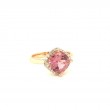Lisa Nik 18k rose gold Rocks cushion shape pink tourmaline ring with diamonds, 8mm pink tourmaline with diamonds weighing 0.15 carat total weight