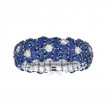 ZYDO 18K White Gold Sapphire and White Diamond Domed Stretch Ring