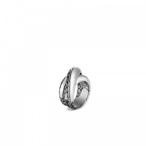 Classic Chain Knife Edge Overlap Ring in Silver