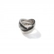 John Hardy sterling silver Classic Chain hammered ring with black sapphire and black spinel, size 7