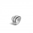 Sterling Silver Classic Chain Motif Pave Stack Ring