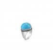 John Hardy sterling silver Classic Chain sugarloaf ring with turquoise, 4-22mm ring, size 7