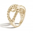 John Hardy 18k yellow gold Classic Chain hammered Palu sculpture ring, size 7