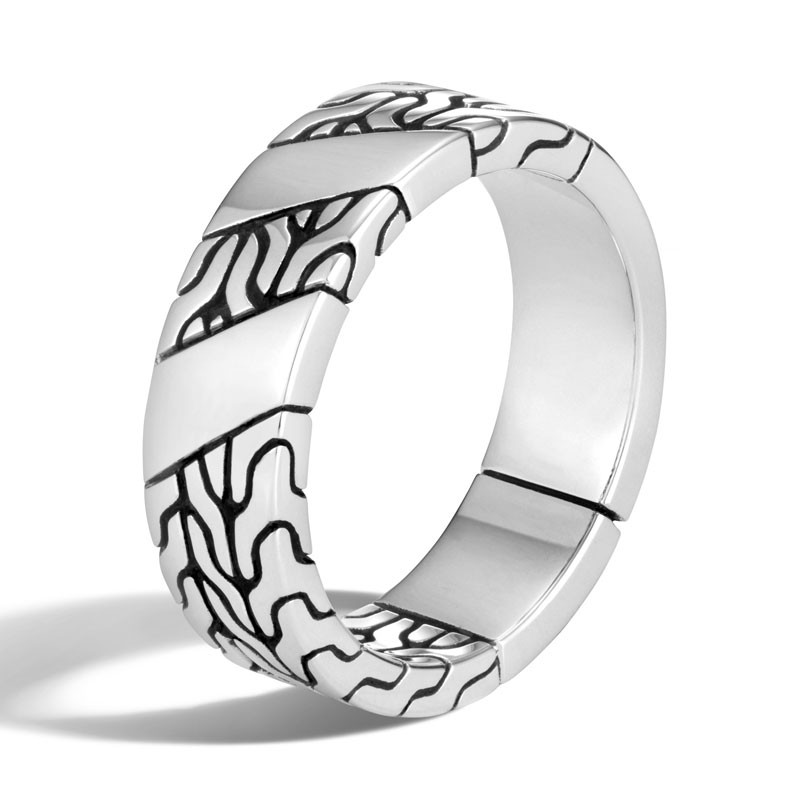 Sterling Silver Classic Chain Motif Band Ring