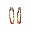 Lisa Nik 18k rose gold Color 3-prong inside outside hoop earrings with rainbow sapphires weighing 2.94 carats total weight