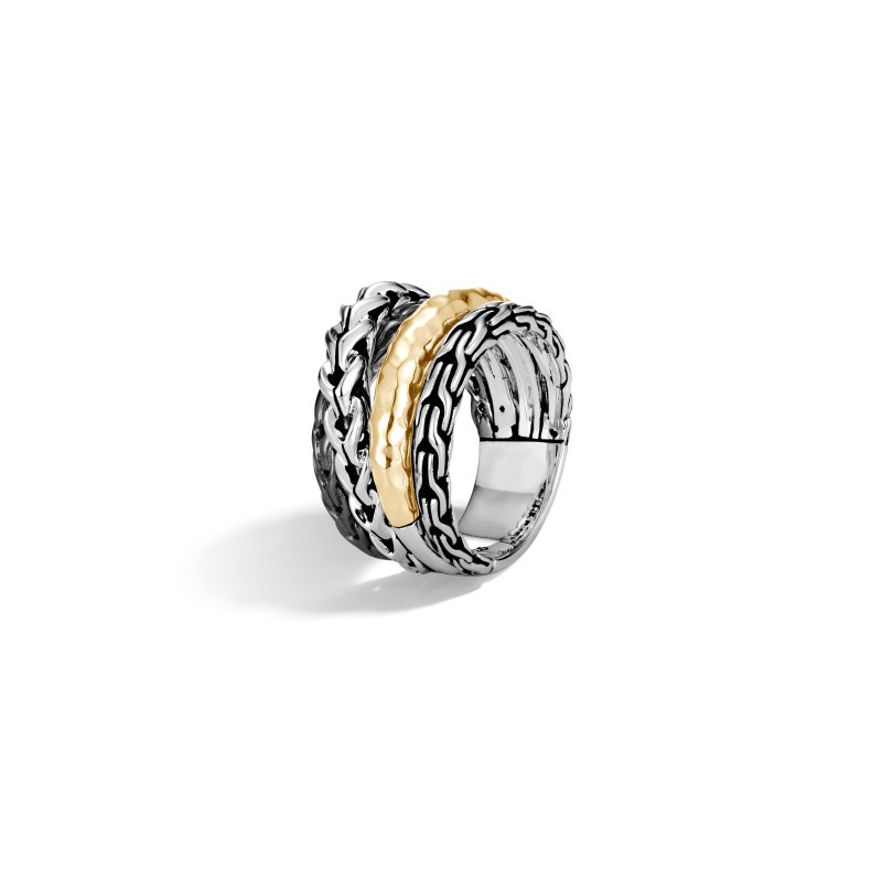 Asli Classic Chain Hammered 18K Gold & Silver Crossover Ring