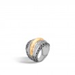 Classic Chain Ring in Silver, Hammered 18K Gold, Diamonds