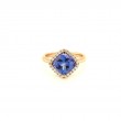 Lisa Nik 18k rose gold Rocks 8mm cushion shape tanzanite ring with diamonds weighing 0.15 carat total weight
