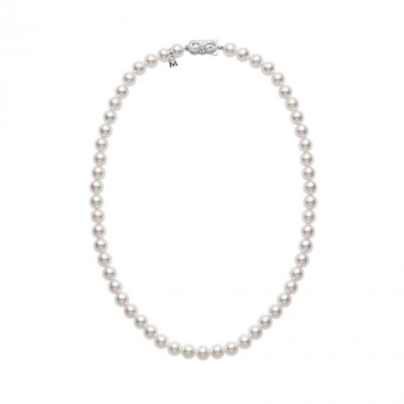Mikimoto 18k white gold rhodium plated Everyday Essentials pearl strand necklace