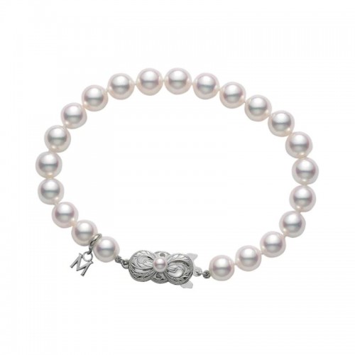 Mikimoto 18k white gold rhodium plated Everday Essentials pearl bracelet, 7.5x7mm/A Akoya pearls, 7