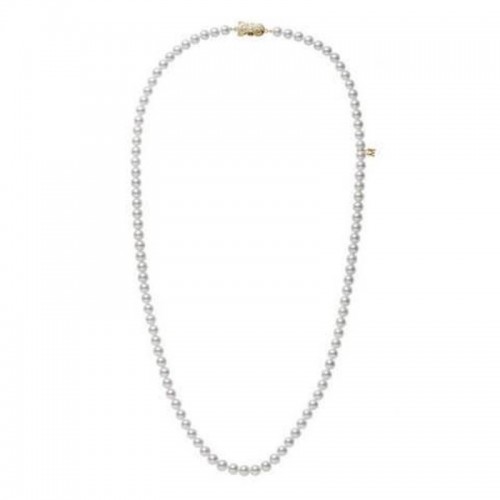 Mikimoto 18k white gold rhodium plated Everyday Essentials pearl strand necklace, 7x6mm/A1 akoya pearls, 34