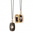 Monica Rich Kosann 18K Yellow Gold Vermeil Over Sterling Silver Rectangular Black Enamel And Rock Crystal Over Mother Of Pearl Locket