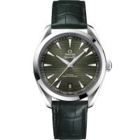 OMEGA Seamaster Aqua Terra 150M steel 41mm green index dial on leather strap with steel buckle