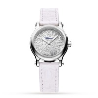 Chopard Happy Snowflakes Steel 30mm Leather Strap Watch