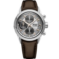 Raymond Weil Freelancer steel 42mm silver dial with brown subdials on brown leather strap