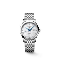 Longines Record chronometer automatic steel 30mm MOP diamond dial on steel bracelet