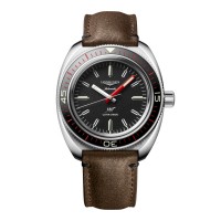 Longines Conquest Classic 43mm stainless steel case, automatic, black dial, brown leather strap