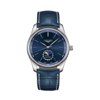 Longines Master Collection steel 40mm sunray blue index dial on leather strap with steel buckle
