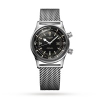 Longines Legend Diver, 36mm, automatic, black dial, steel bracelet