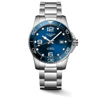 Longines Hydroconquest, 41mm, stainless steel, sunray blue dial, blue ceramic bezel, water resistant 300m